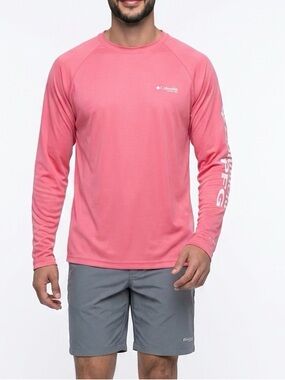 Columbia Men's PFG Terminal‎ Deflector Long Sleeve Shirt Pink Size M